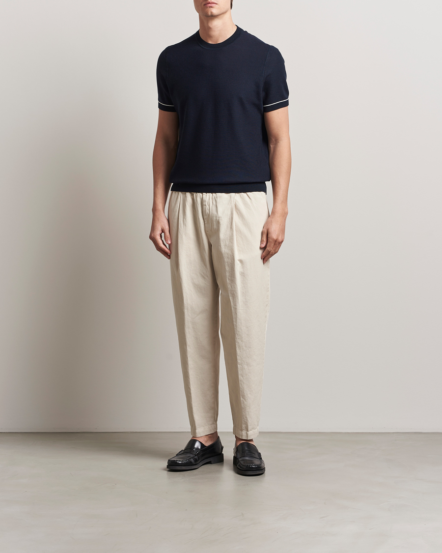 Mies | T-paidat | BOSS BLACK | Jianfranco Cotton/Viscose Knitted T-Shirt Dark Blue