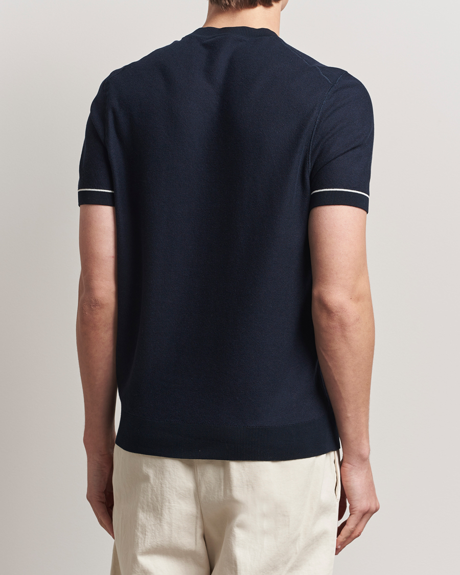 Mies | T-paidat | BOSS BLACK | Jianfranco Cotton/Viscose Knitted T-Shirt Dark Blue