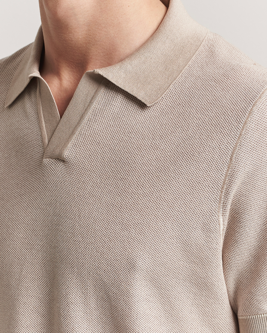 Mies | Pikeet | BOSS BLACK | Jianluca Cotton/Lyocell Knitted Polo Open White