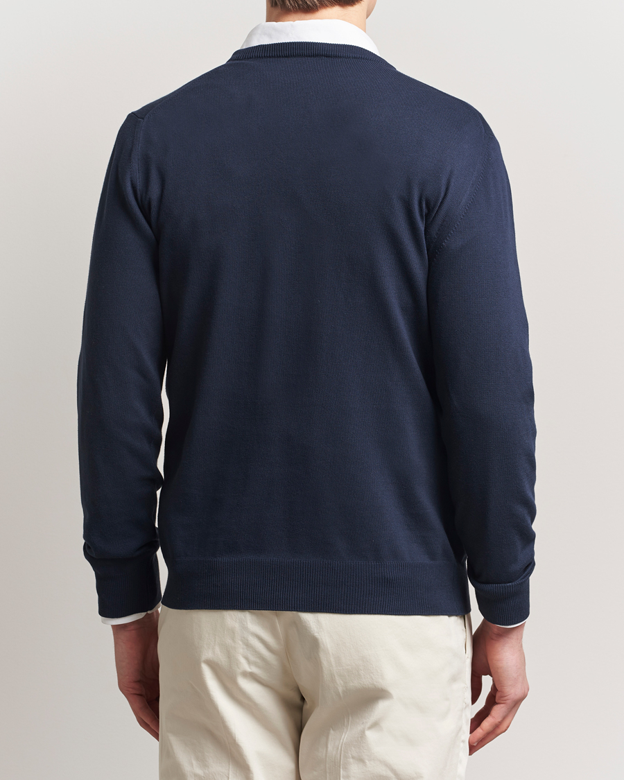 Mies | Puserot | Morgano | Supersoft Egyptian Cotton V-Neck Navy