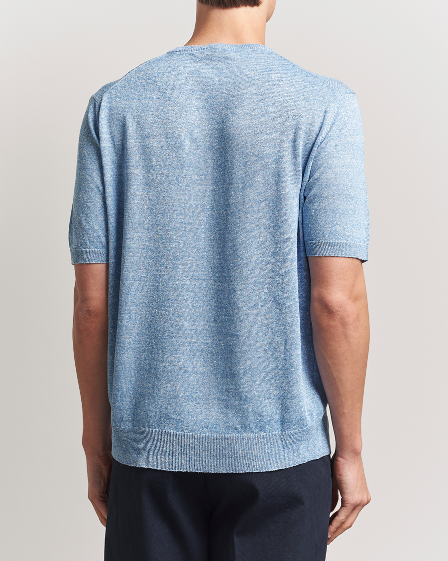 Mies | T-paidat | Morgano | Linen/Cotton T-Shirt Blue