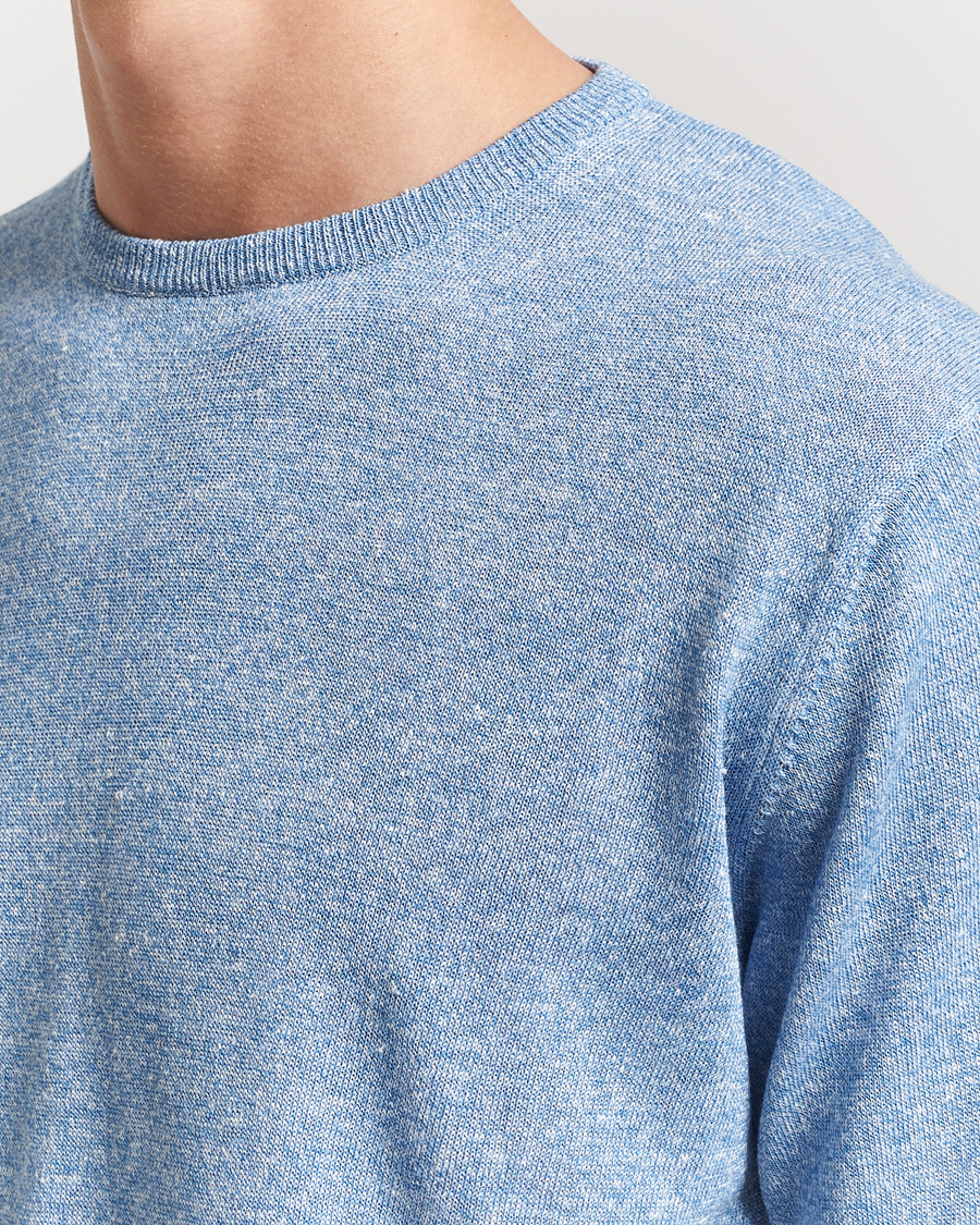 Mies | T-paidat | Morgano | Linen/Cotton T-Shirt Blue