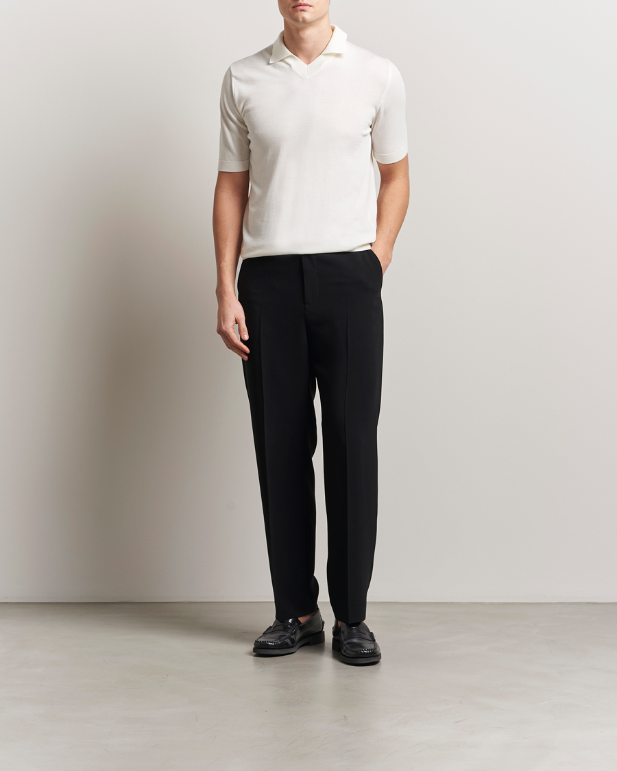 Mies | Pikeet | Morgano | Knitted Organic Cotton Polo White