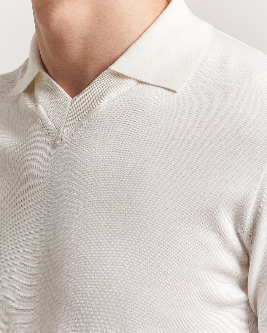 Mies | Pikeet | Morgano | Knitted Organic Cotton Polo White
