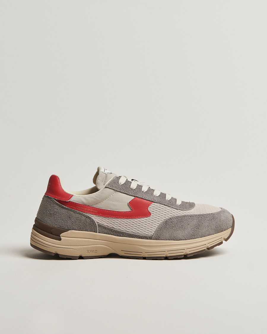 Mies | Stepney Workers Club Osier S-Strike Geo-Merged Runner Sneaker Grey/Red | Stepney Workers Club | Osier S-Strike Geo-Merged Runner Sneaker Grey/Red