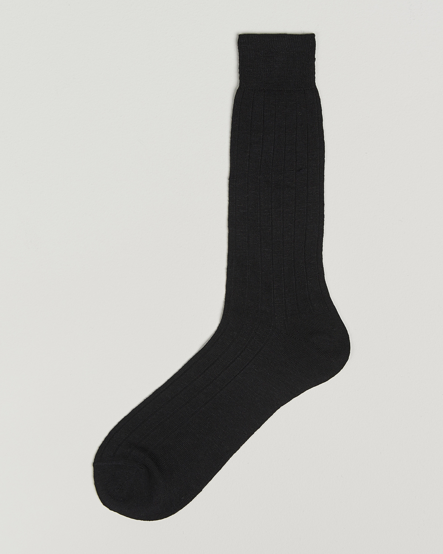 Mies | Alusvaatteet | Bresciani | Linen Ribbed Short Socks Black