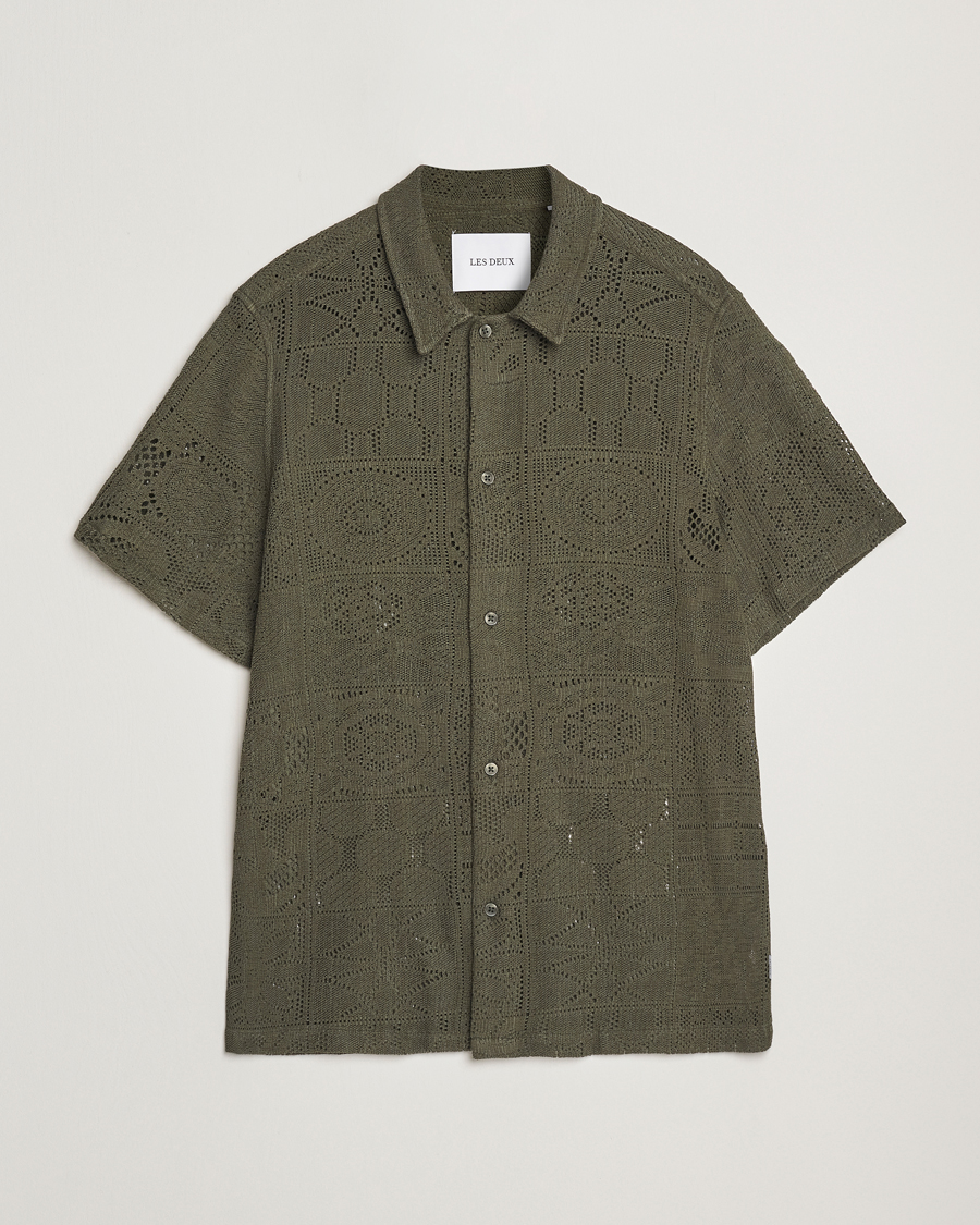 Mies | Kauluspaidat | LES DEUX | Hector Lace Short Sleeve Shirt Green