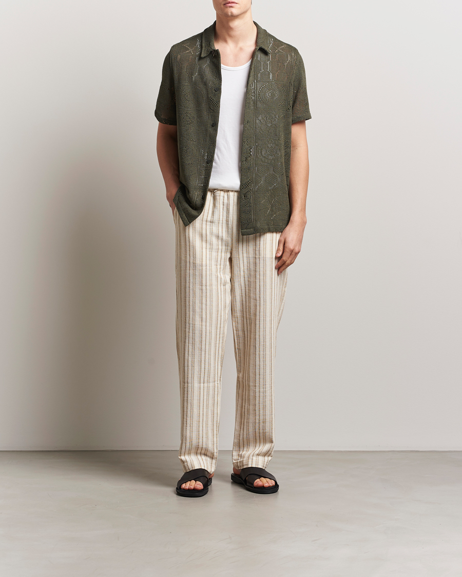 Mies | Kauluspaidat | LES DEUX | Hector Lace Short Sleeve Shirt Green