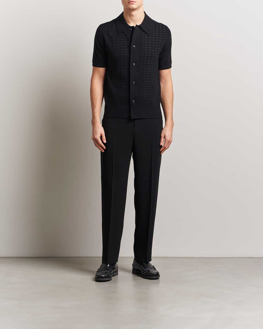 Mies | Kauluspaidat | Tiger of Sweden | Araawen Knitted Short Sleeve Shirt Black