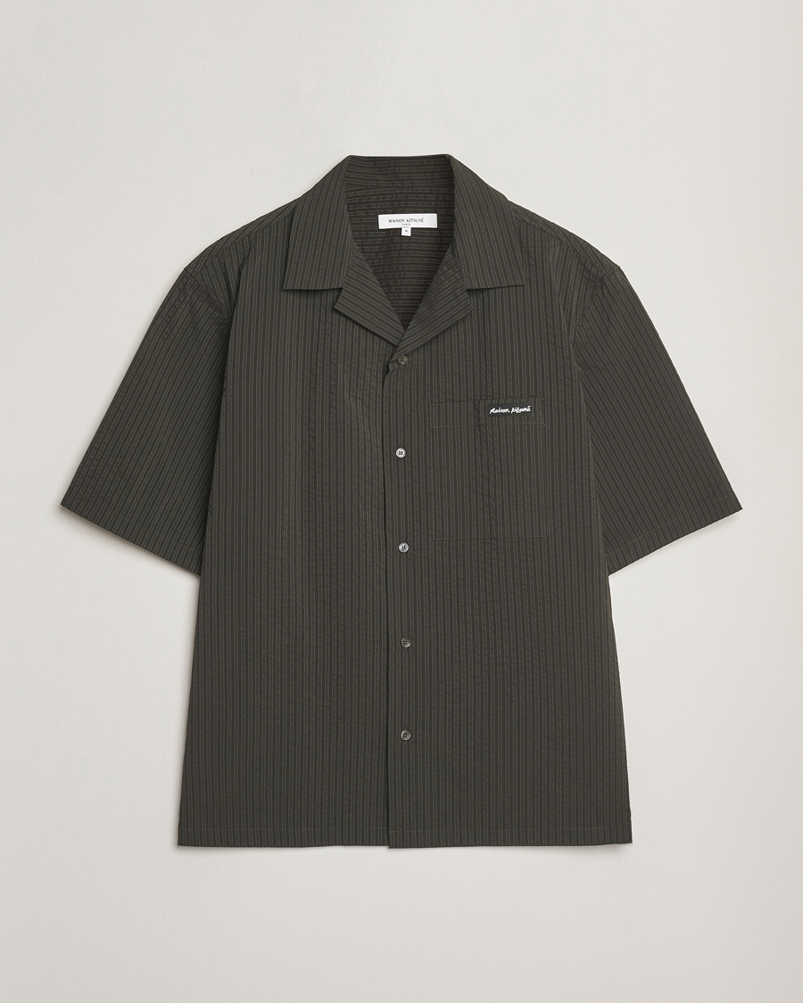 Mies | Kauluspaidat | Maison Kitsuné | Resort Seersucker Short Sleeve Shirt Ranger Green