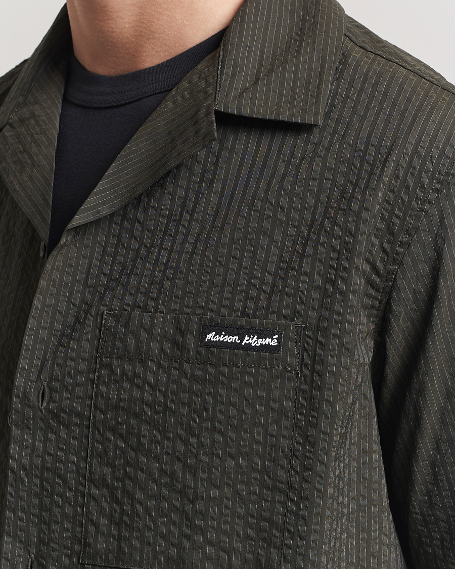 Mies | Kauluspaidat | Maison Kitsuné | Resort Seersucker Short Sleeve Shirt Ranger Green