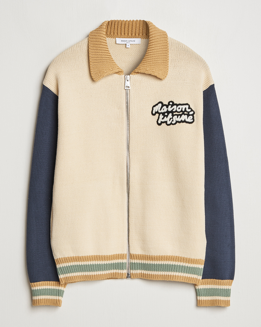 Mies | Takit | Maison Kitsuné | Knitted College Varsity Jacket Rich Vanilla