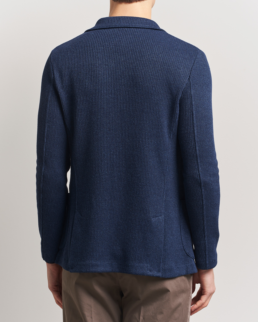 Mies | Pikkutakit | Gran Sasso | Linen/Cotton Knitted Blazer Navy Melange