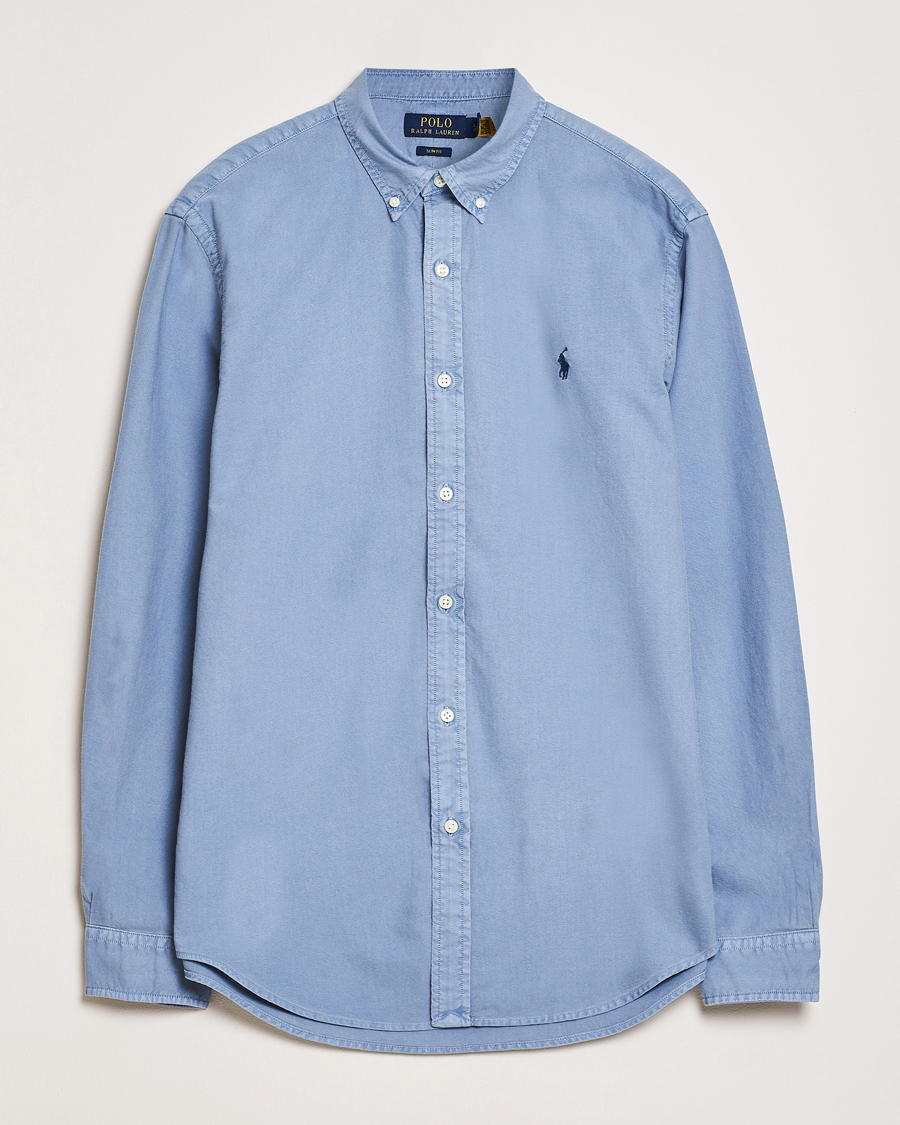 Mies | Kauluspaidat | Polo Ralph Lauren | Slim Fit Garment Dyed Oxford Shirt Channel Blue