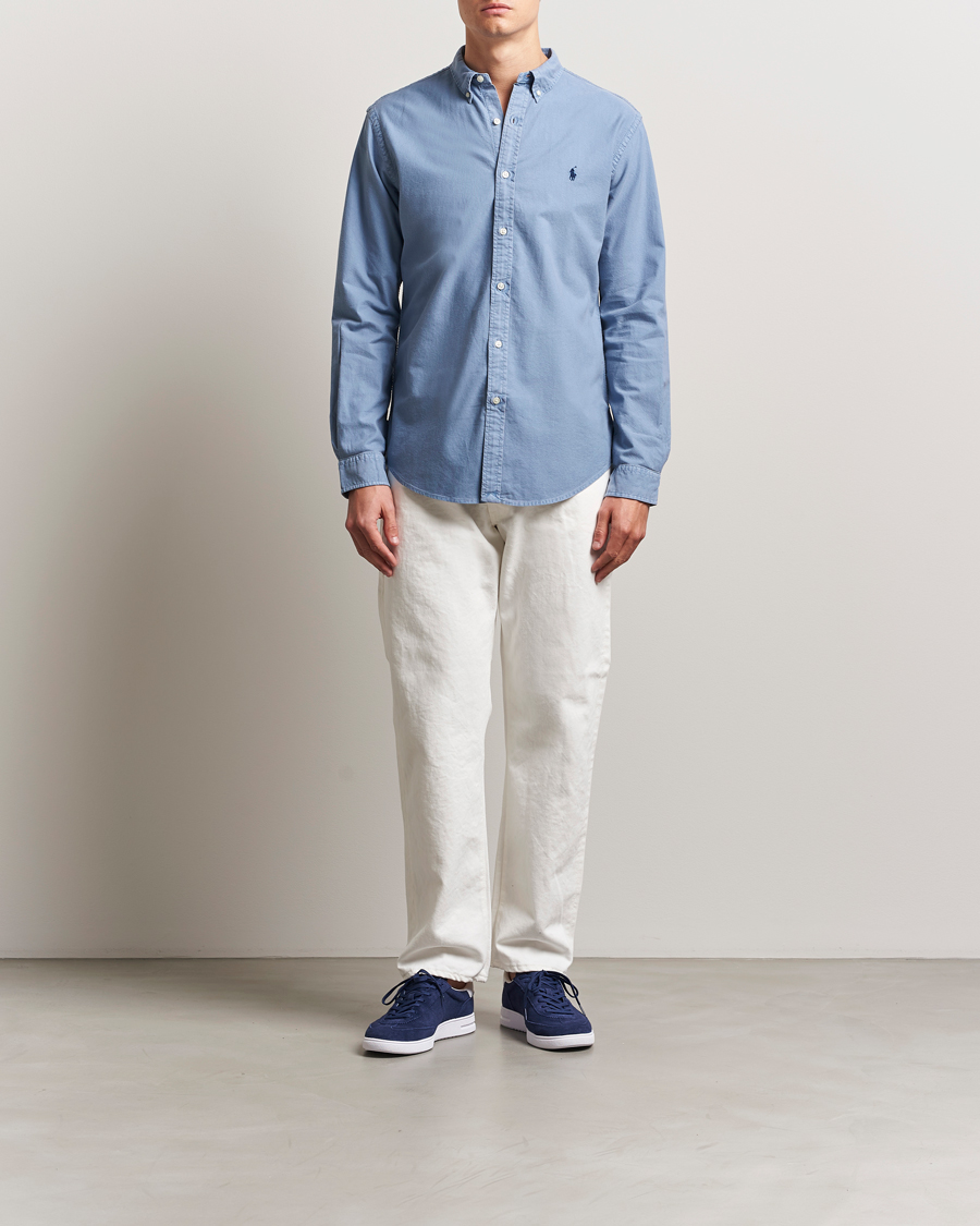 Mies | Kauluspaidat | Polo Ralph Lauren | Slim Fit Garment Dyed Oxford Shirt Channel Blue