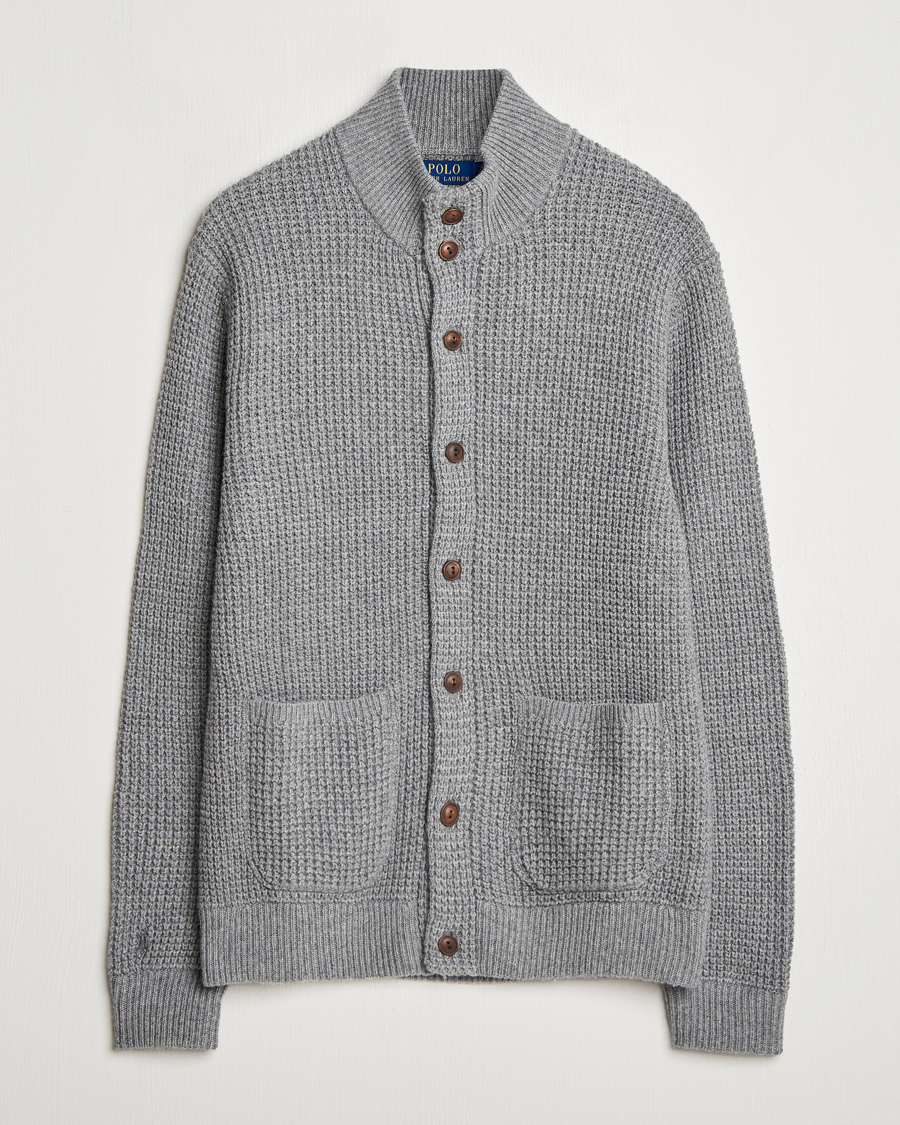 Mies | Puserot | Polo Ralph Lauren | Cotton/Wool Button Cardigan Fawn Grey Heather