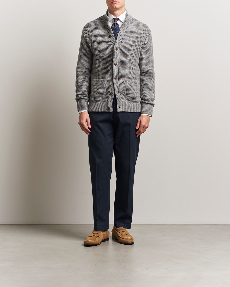 Mies | Puserot | Polo Ralph Lauren | Cotton/Wool Button Cardigan Fawn Grey Heather