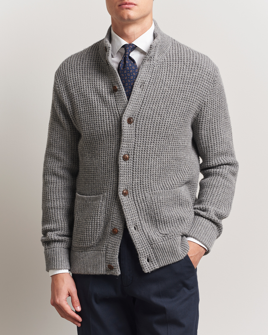 Mies | Puserot | Polo Ralph Lauren | Cotton/Wool Button Cardigan Fawn Grey Heather