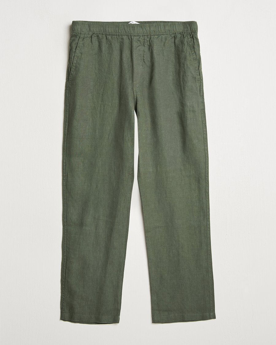 Mies | Housut | Samsøe Samsøe | Jabari Linen Drawstring Trousers Climbing Ivy