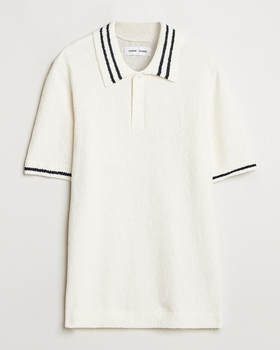 Mies | Pikeet | Samsøe Samsøe | Pedro Tipped Knitted Polo Clear Cream