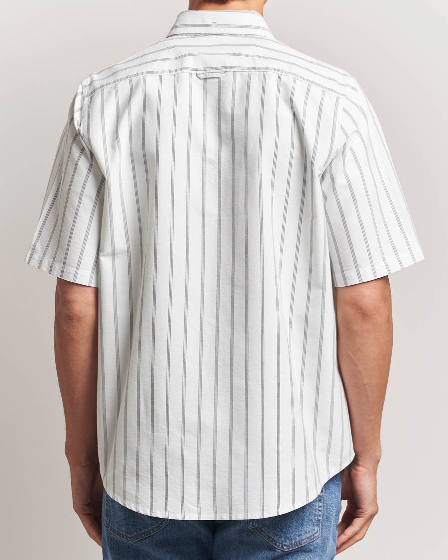 Mies | Kauluspaidat | Filippa K | Striped Oxford Short Sleeve Shirt Pale Blue/Navy