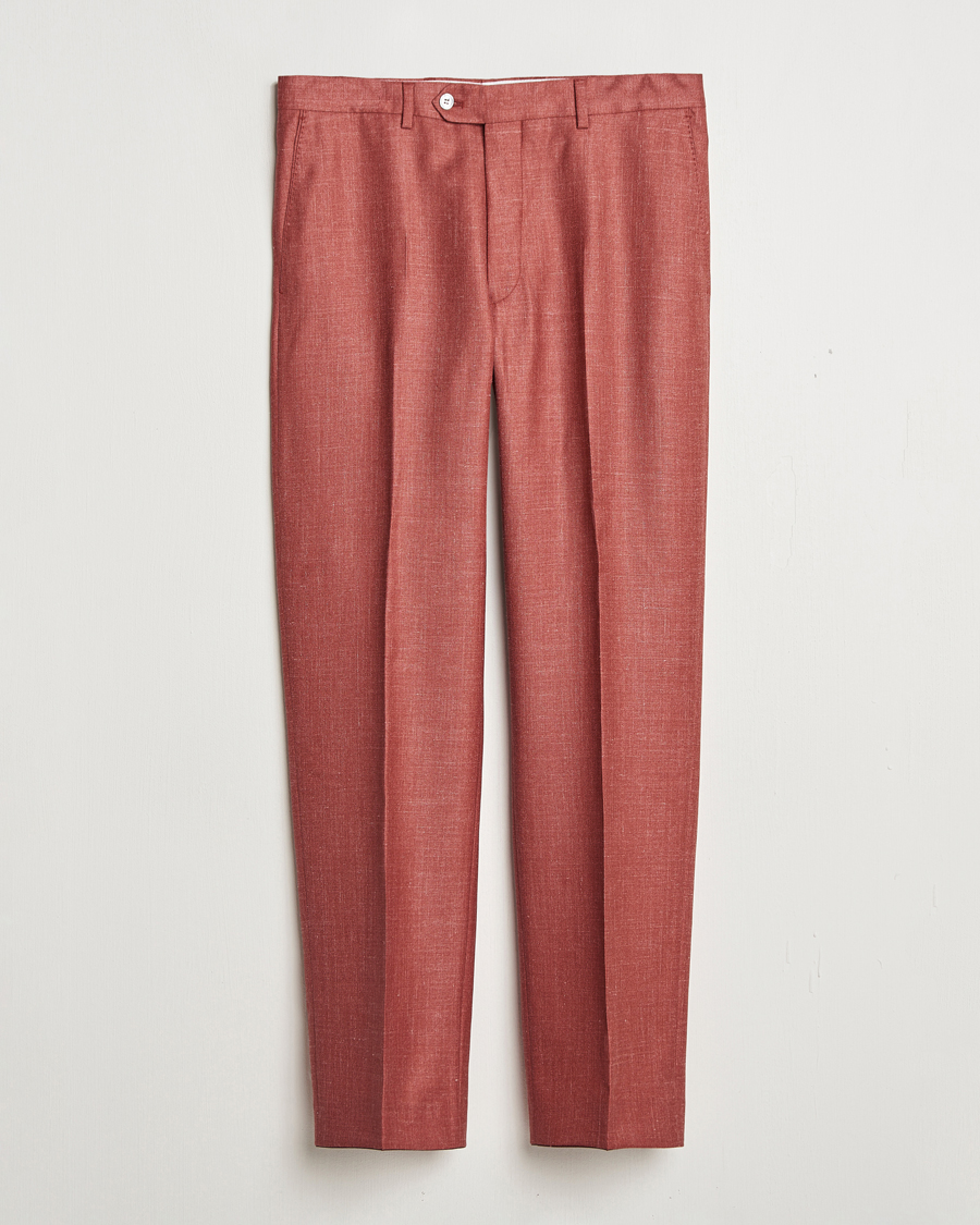 Mies | Housut | Oscar Jacobson | Del S Wool/Silk/Linen Trousers Red