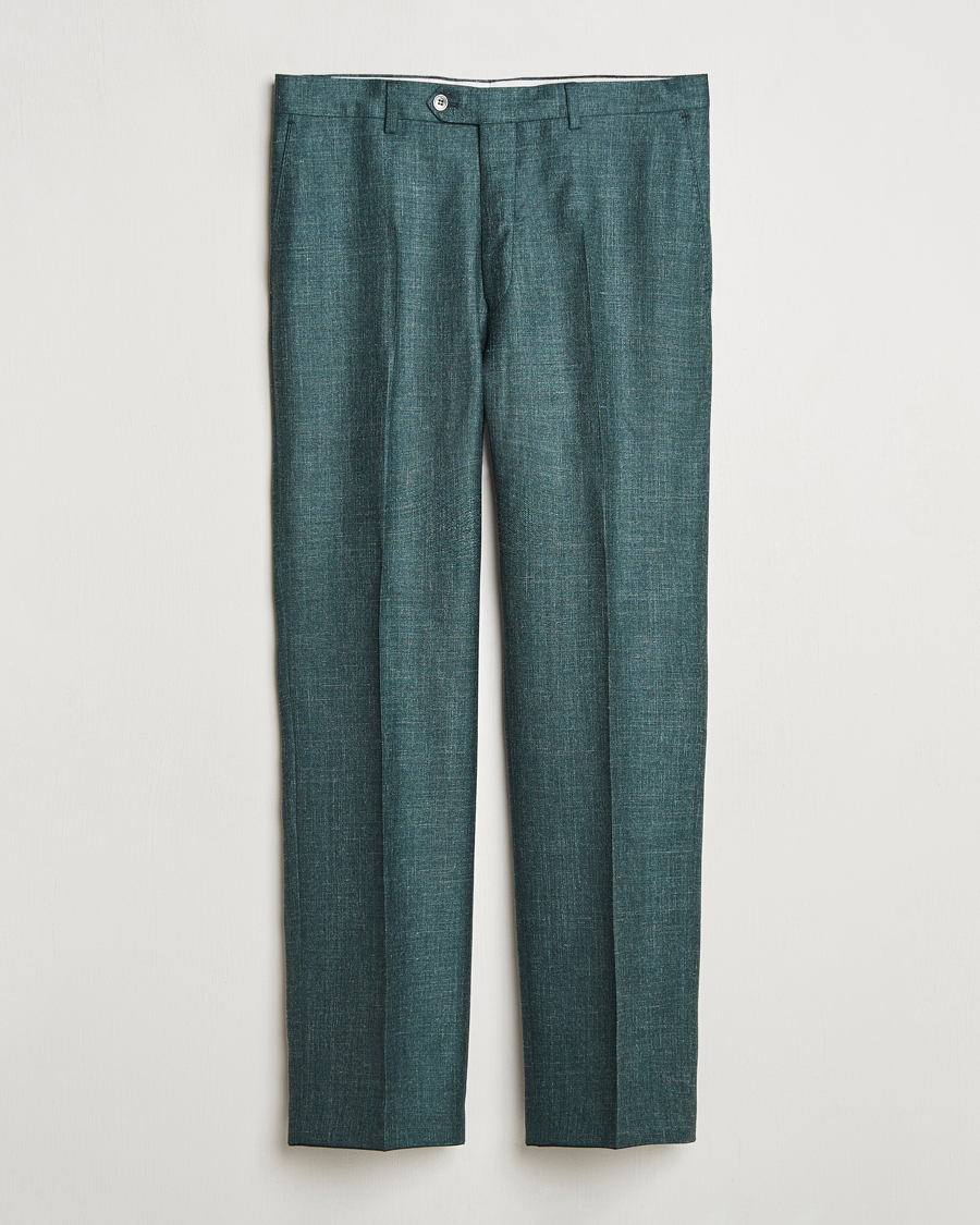 Mies | Housut | Oscar Jacobson | Del S Wool/Silk/Linen Trousers Green