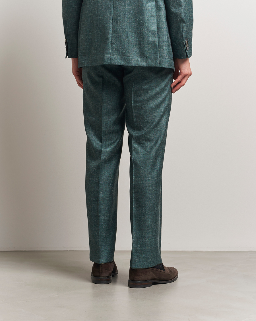 Mies | Housut | Oscar Jacobson | Del S Wool/Silk/Linen Trousers Green