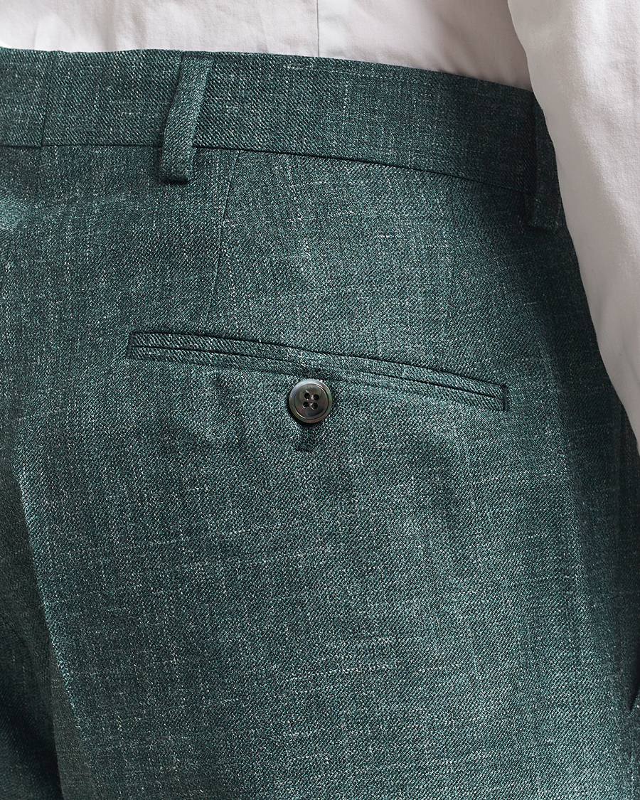 Mies | Housut | Oscar Jacobson | Del S Wool/Silk/Linen Trousers Green