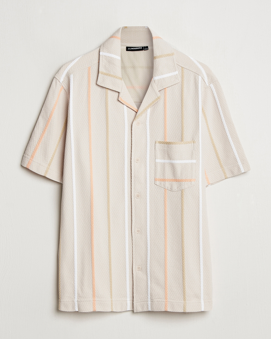 Mies | Kauluspaidat | J.Lindeberg | Theron Stripe Resort Shirt Moonbeam