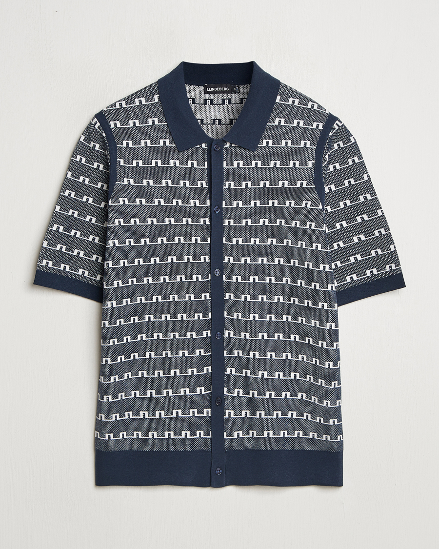 Mies | Kauluspaidat | J.Lindeberg | Rolando Logo Jacquard Polo Navy