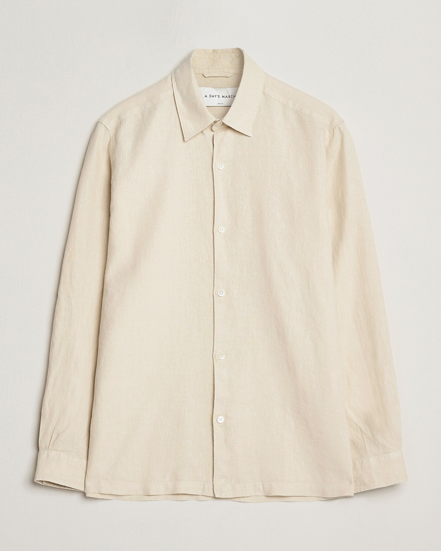 Mies | Kauluspaidat | A Day's March | Clean Cut Linen Shirt Oyster