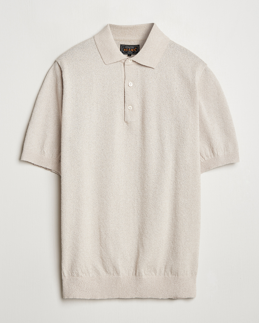 Mies | Pikeet | BEAMS PLUS | Short Sleeve Boucle Polo Beige