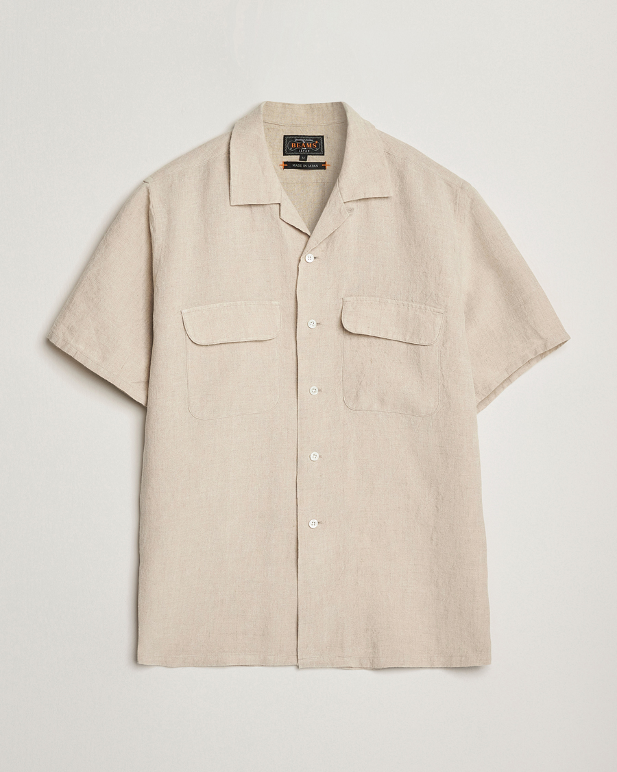 Mies | Kauluspaidat | BEAMS PLUS | Short Sleeve Linen Camp Shirt Beige