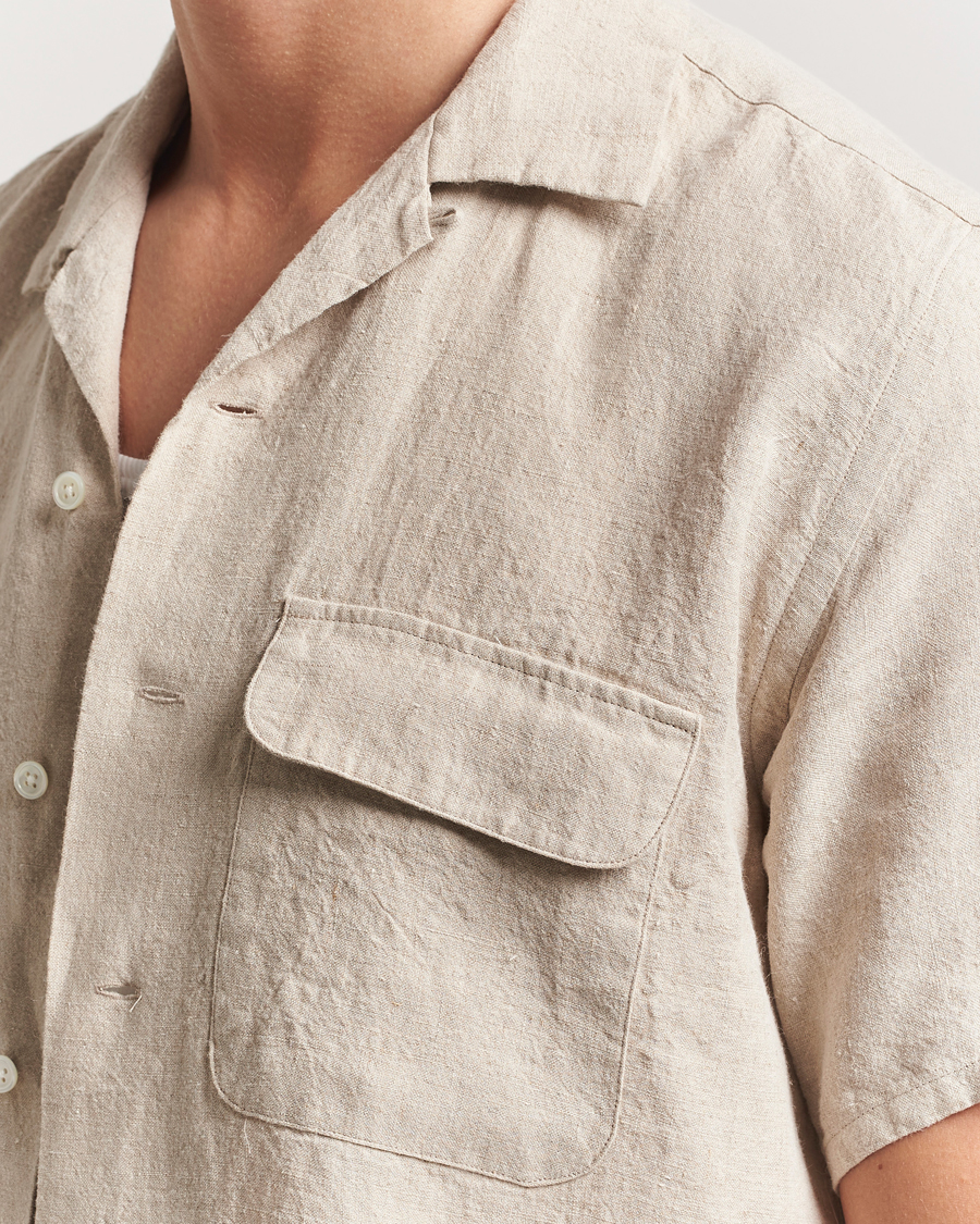 Mies | Kauluspaidat | BEAMS PLUS | Short Sleeve Linen Camp Shirt Beige