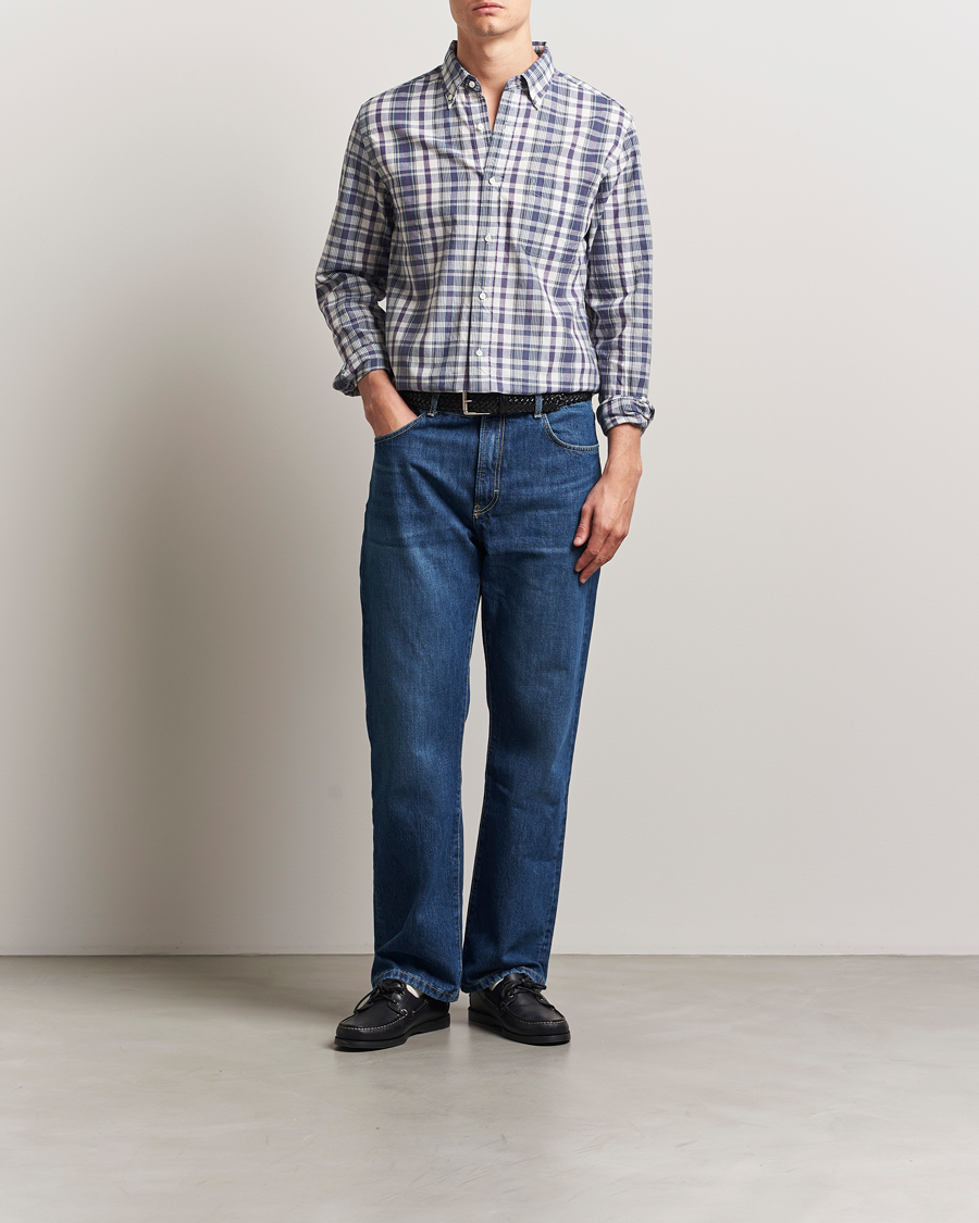 Mies | Kauluspaidat | BEAMS PLUS | Madras Button Down Shirt White/Blue