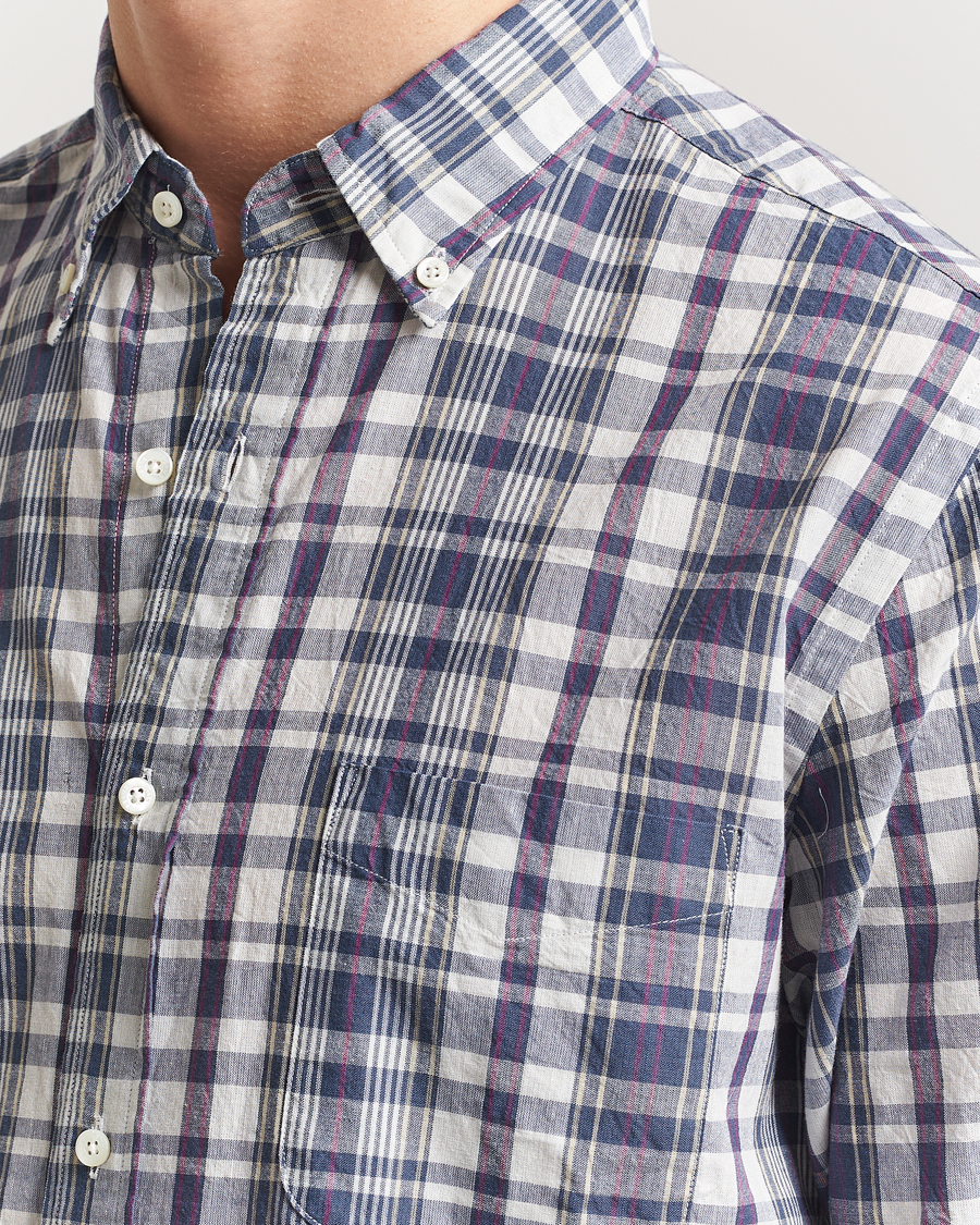 Mies | Kauluspaidat | BEAMS PLUS | Madras Button Down Shirt White/Blue