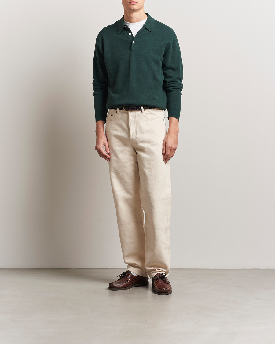 Mies | Puserot | BEAMS PLUS | Long Sleeve 12G Knit Polo Forest Green