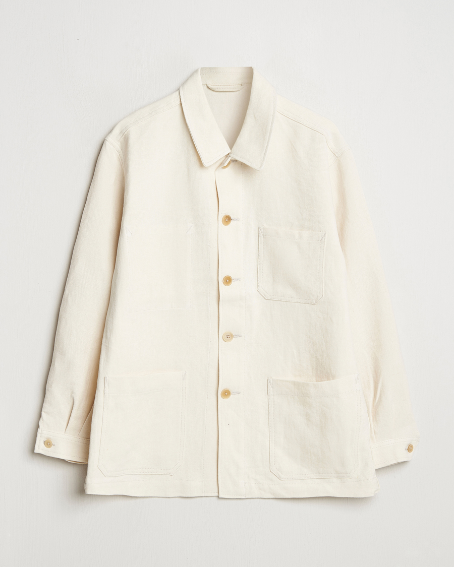 Mies | Takit | Kamakura Shirts | Linen French Worker Jacket Off White