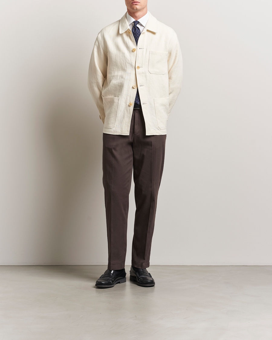 Mies | Takit | Kamakura Shirts | Linen French Worker Jacket Off White