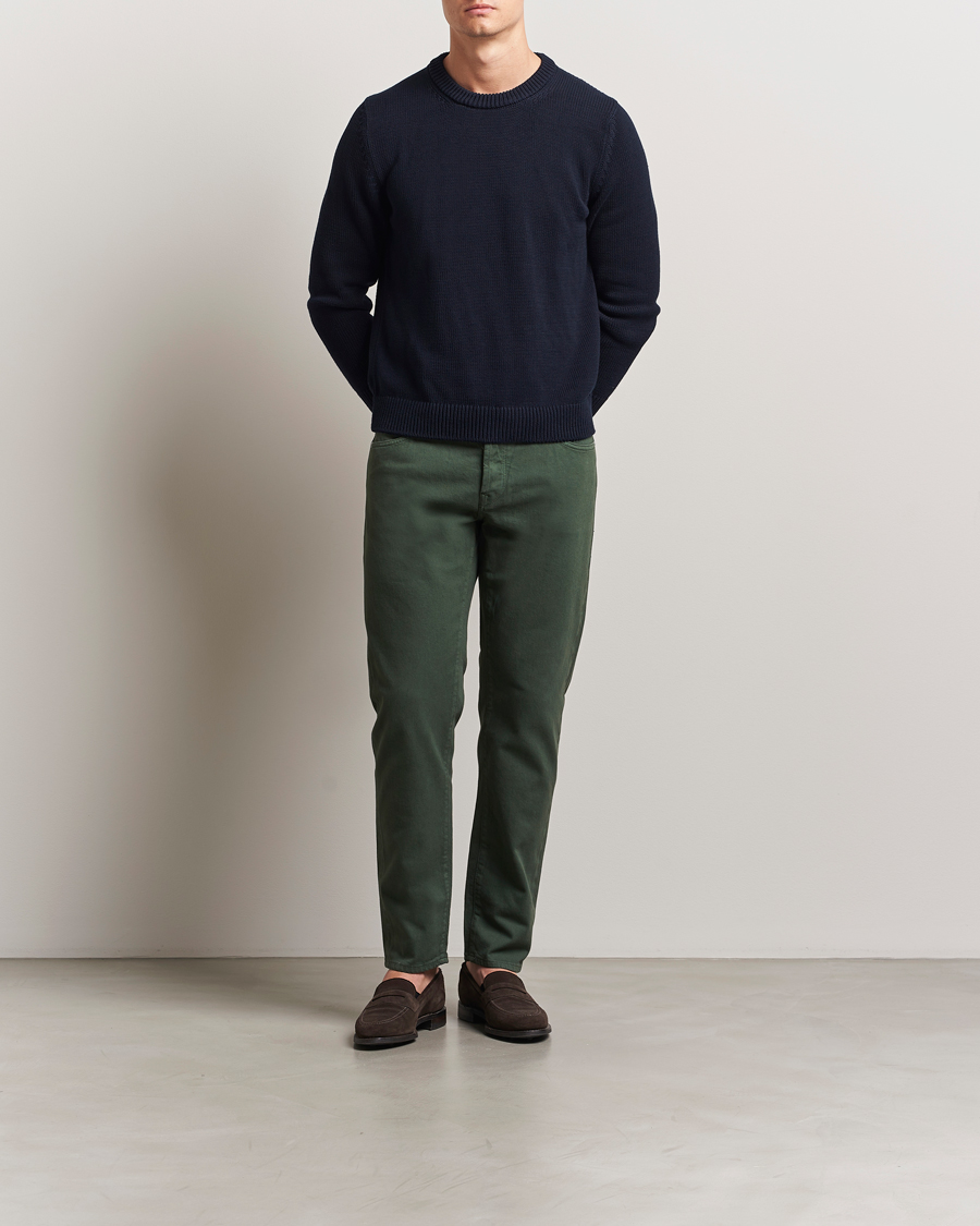 Mies | Housut | Incotex | 5-Pocket Cotton Stretch Pants Dark Green