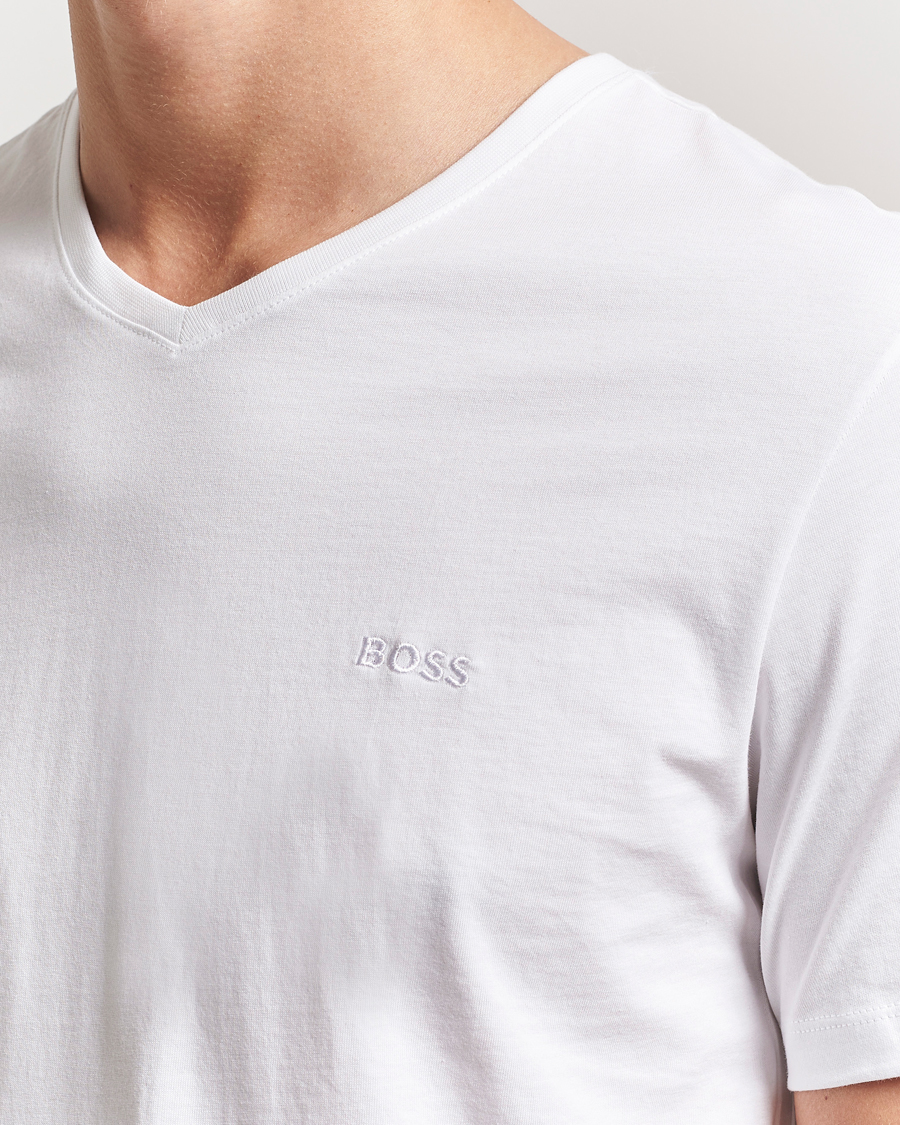 Mies | T-paidat | BOSS BLACK | 2-Pack Relaxed Fit V-Neck T-Shirt White