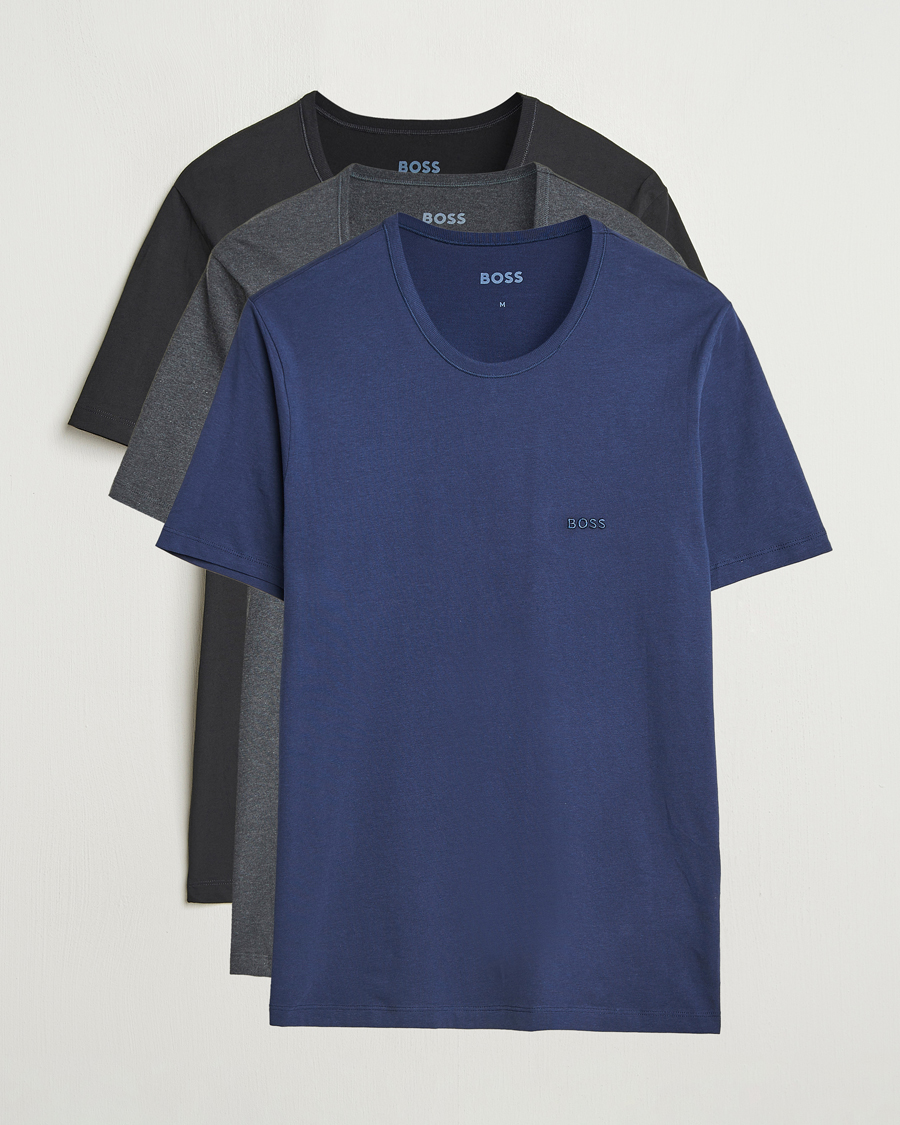 Mies | T-paidat | BOSS BLACK | 3-Pack Crew Neck T-Shirt Black/Blue/Grey