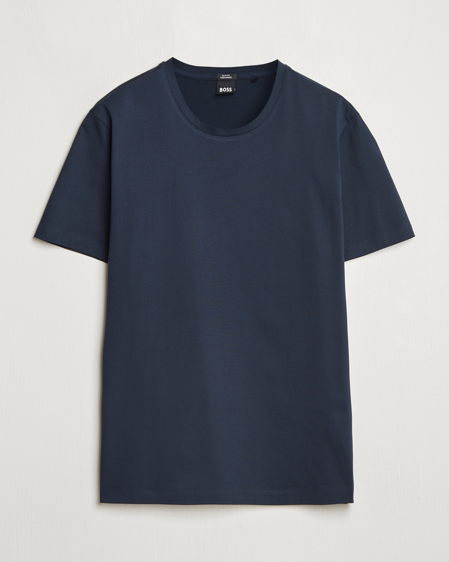 Mies | T-paidat | BOSS BLACK | Tessler Mercerized Crew Neck T-Shirt Dark Blue