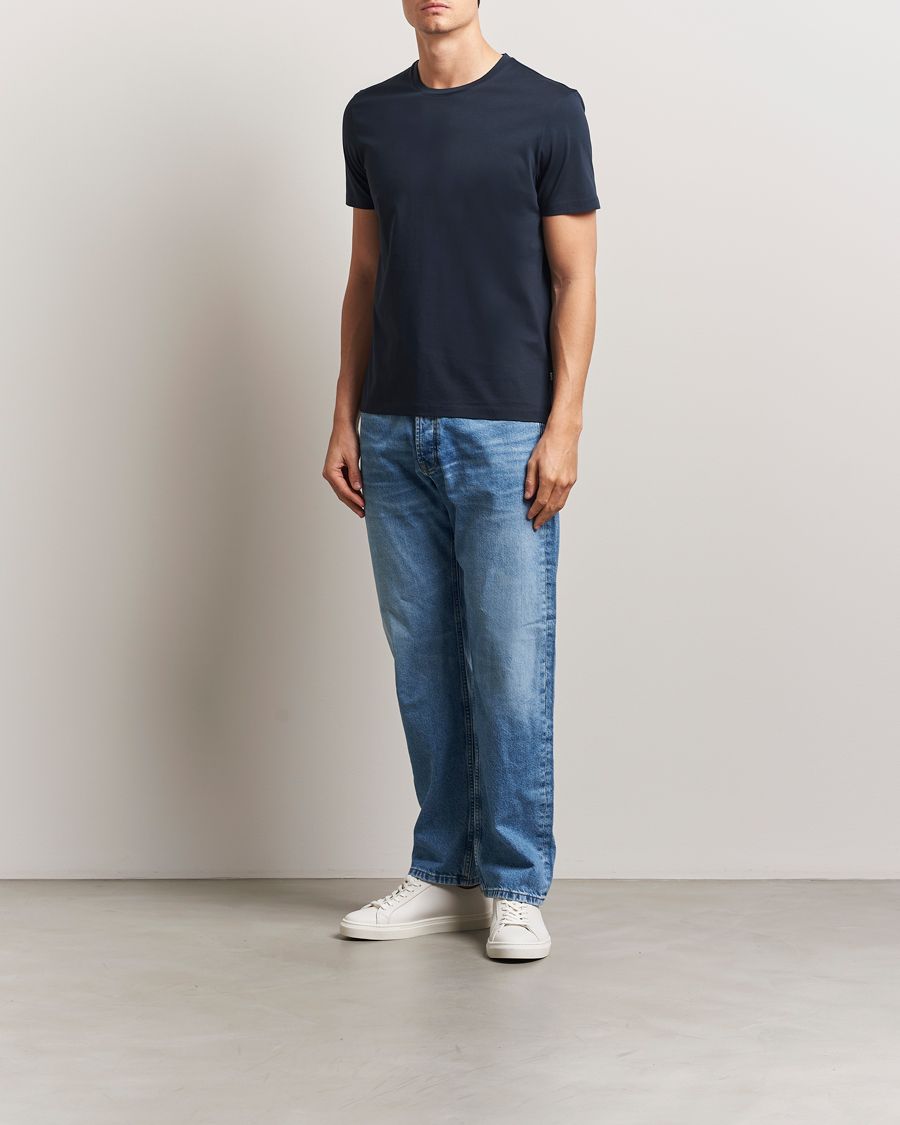 Mies | T-paidat | BOSS BLACK | Tessler Mercerized Crew Neck T-Shirt Dark Blue