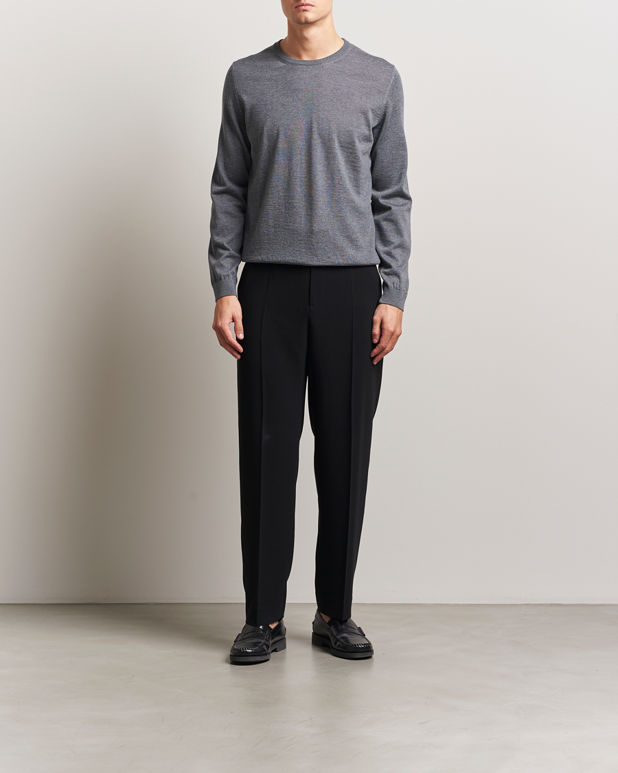 Mies | Puserot | BOSS BLACK | Leno Wool Crew Neck Pullover Medium Grey