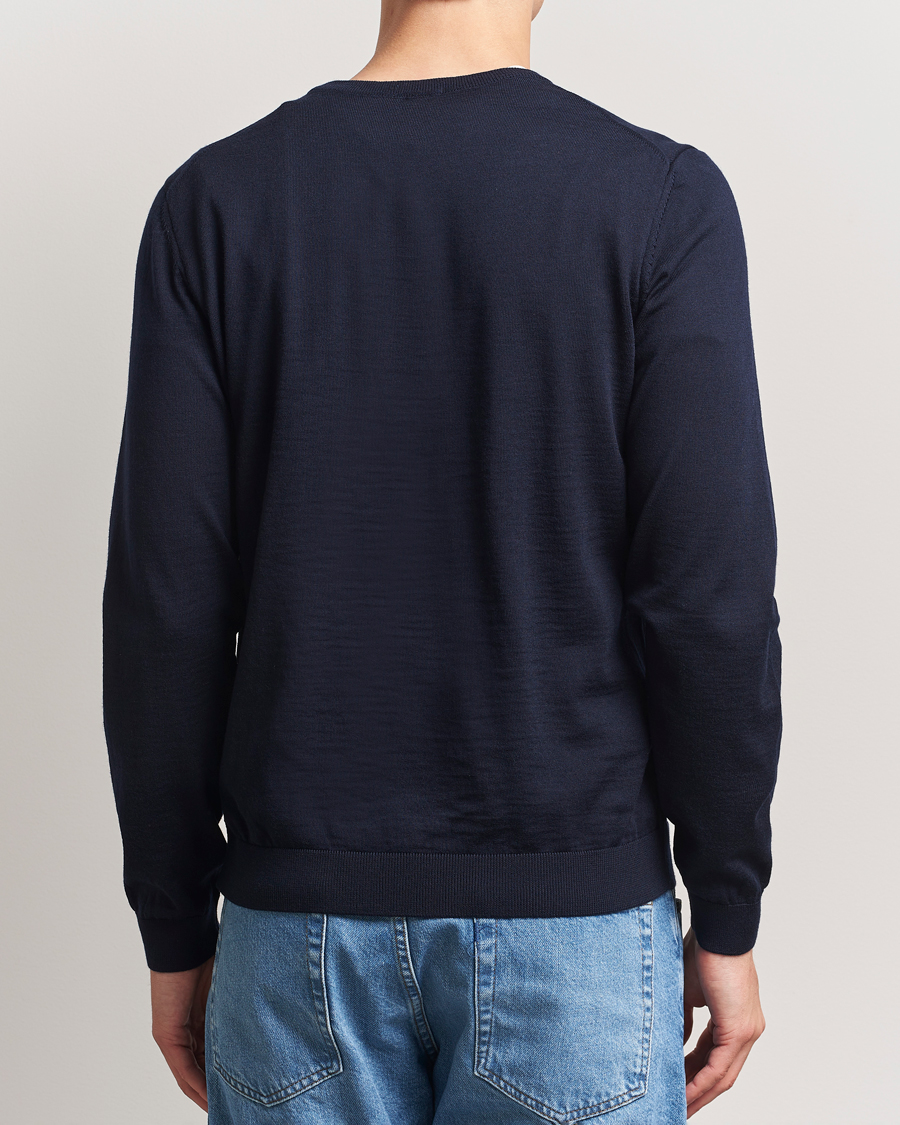 Mies | Puserot | BOSS BLACK | Melba Wool V-Neck Pullover Dark Blue