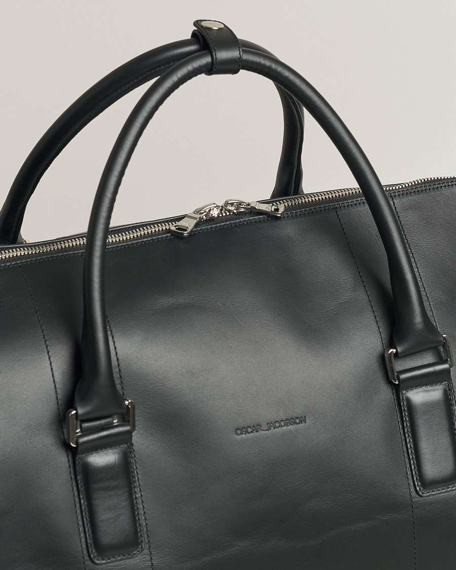 Mies | Oscar Jacobson Large Leather Weekendbag Black | Pre-owned | Oscar Jacobson Large Leather Weekendbag Black