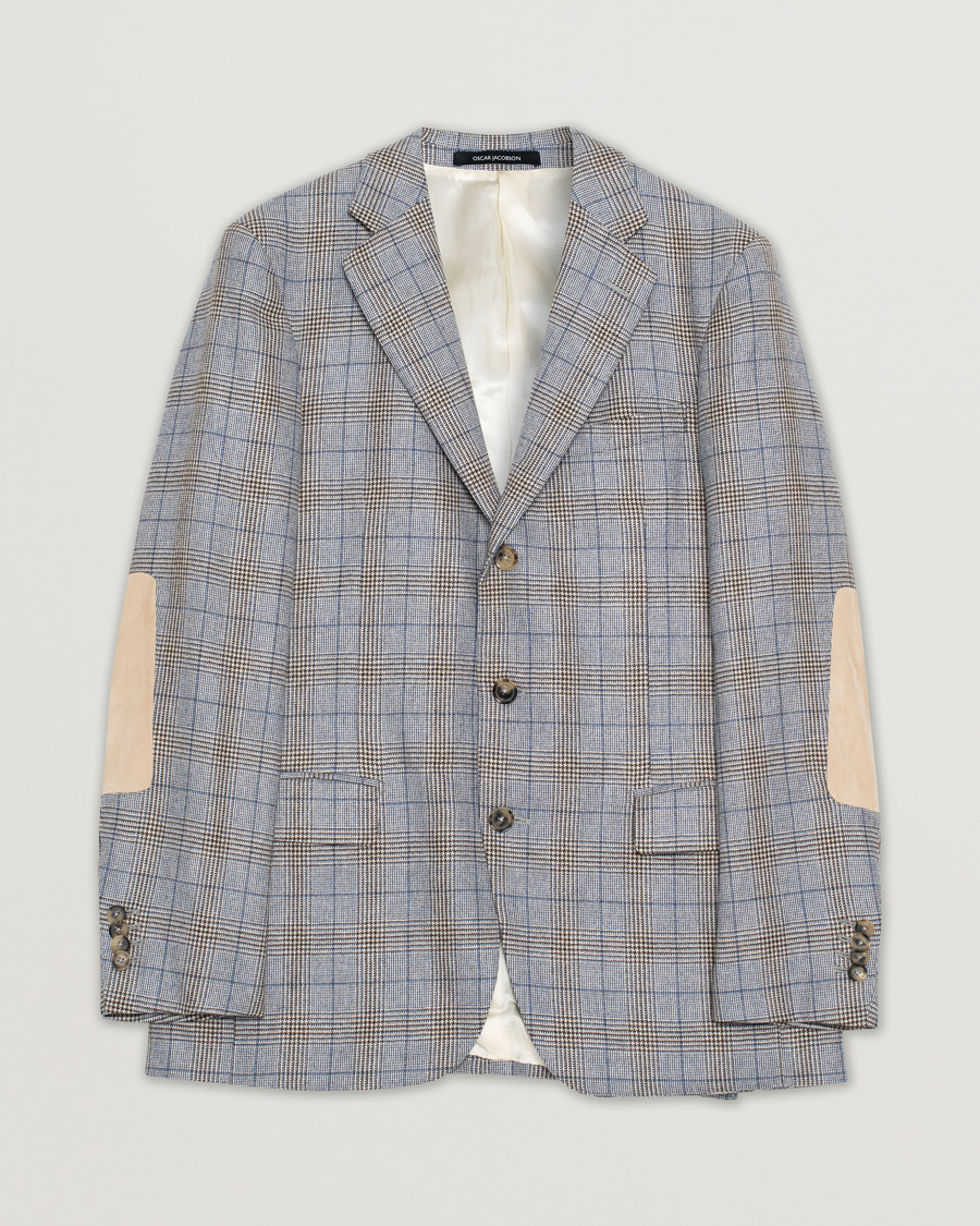 Mies | Oscar Jacobson Lambert Checked Cashmere/Silk Blazer Light Blue 50 | Pre-owned | Oscar Jacobson Lambert Checked Cashmere/Silk Blazer Light Blue 50