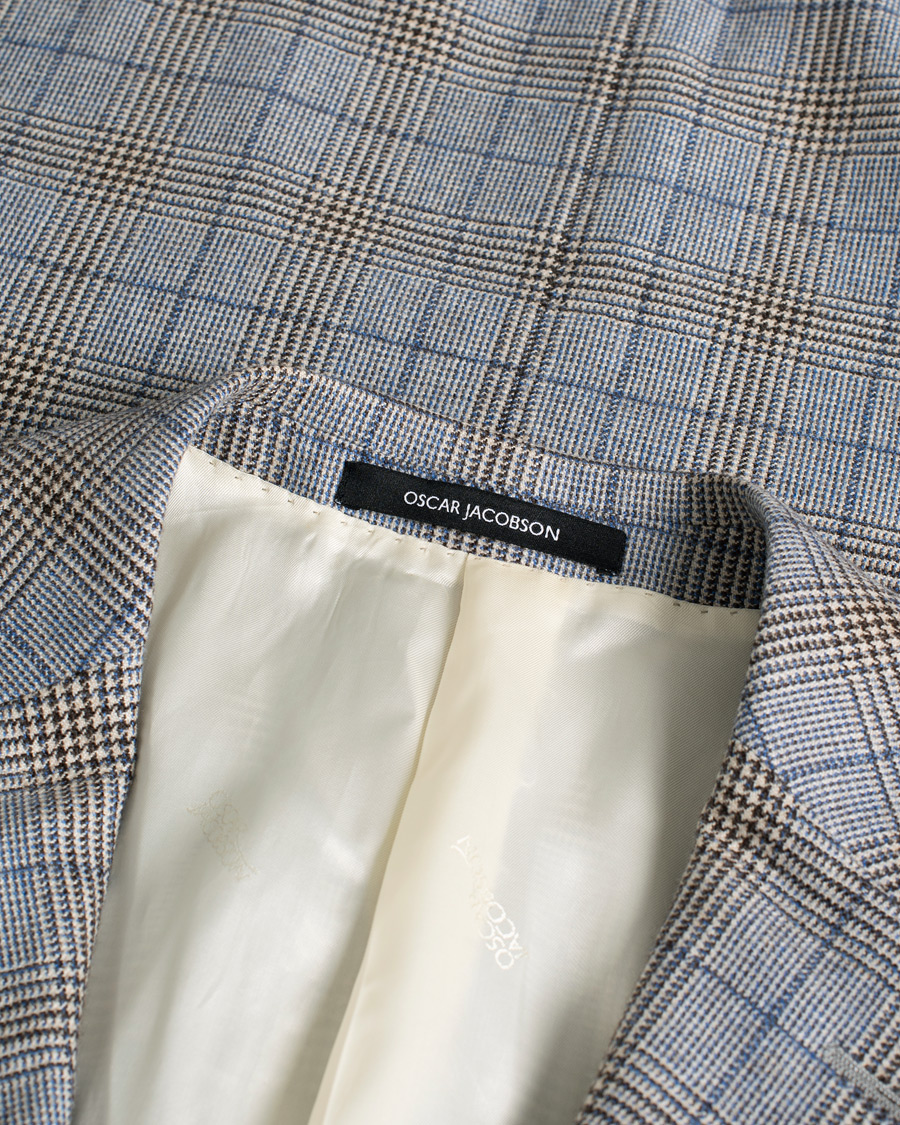 Mies | Oscar Jacobson Lambert Checked Cashmere/Silk Blazer Light Blue 50 | Pre-owned | Oscar Jacobson Lambert Checked Cashmere/Silk Blazer Light Blue 50